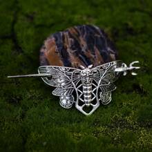 1 件復古鏤空昆蟲金屬髮棒/髮夾女式,飛蛾髮夾