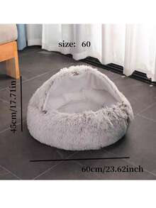 1入組短毛絨多色半封閉式寵物床,適合小型和中型貓狗,四季皆可使用,睡覺時的半環狀巢穴 - 卡其色 - 查看 8