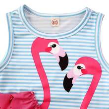 Traje De Baño Completo Niña/ Bebe Flamencos / Flamingos - Azul - Ver 4