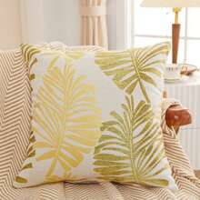 1pc Jacquard Throw Pillow Cover - Yellow - View 1