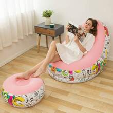 LEODY Inflatable PUFF Armchair And Foot Rest - Pink - View 1