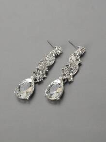 4入組 時尚合金鑲鑽玻璃皇冠項鍊和耳環套裝，適用於女士參加婚禮和派對