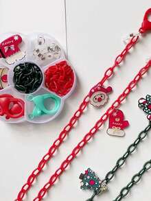 1 Box Christmas Themed Creative & Simple Mask Chain Material Set, Including Anti-loss Chain, Diy Supplies For Sunglasses Chain And Mobile Phone Chain - Multicolor - View 2