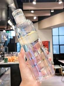 Glas Wasserflasche Zeit Dekor, mit großer Kapazität, & Leicht zu tragen Griff für Sports , , Getränk , Saft , Kalt Flasche , hoch Glas - Transparent - Übersicht 2
