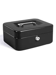 1 pièce Boîte à argent en acier medium avec plateau à monnaie, boîte de verrouillage, meilleur cadeau