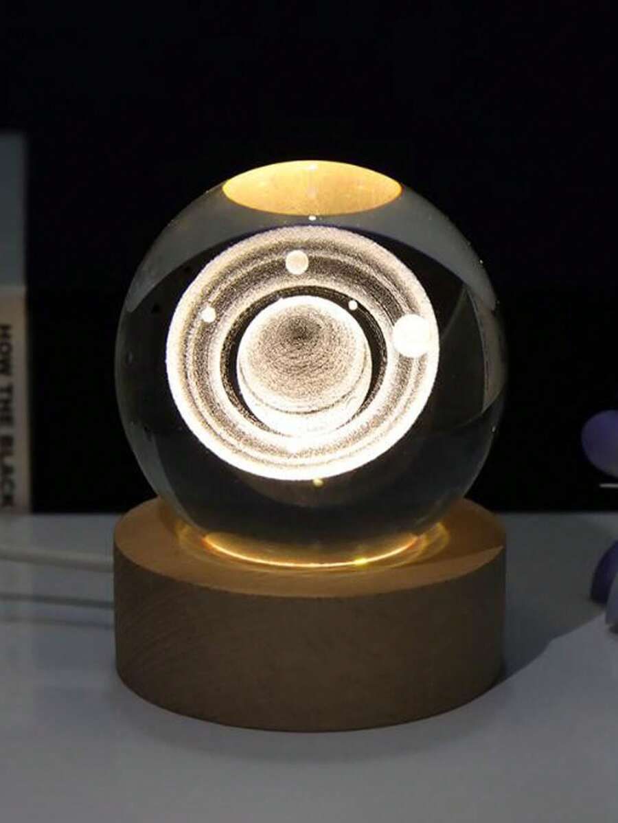 Creative 3D Chạm khắc Quả cầu pha lê Phòng ngủ Học tập Đèn ngủ Mặt trăng Hạ cánh Thủ công mỹ nghệ Trang trí - Nhiều màu - Xem 1