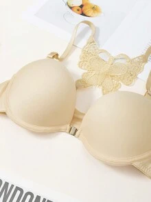 Lace Push-up Bra & Panties Set - Apricot - View 3