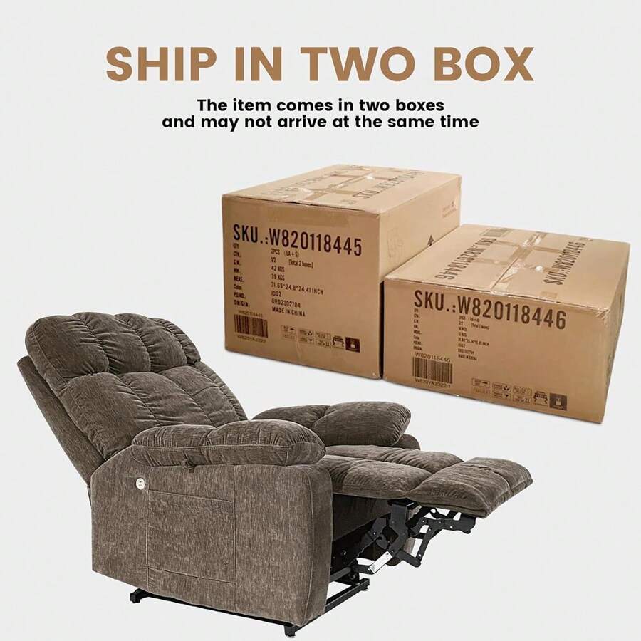 Lay Flat Recliner Lift Chairs With Airbag Lumbar Support And Heat, 3