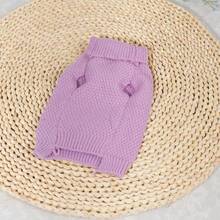 1pc Multicolor Round Neck Knitted Pet Sweater Suitable For Small And Medium Dogs And Cats - Mauve Purple - View 4