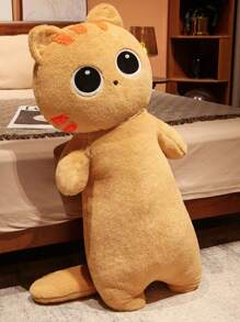 1pc Yellow Cat Shaped Long Pillow For Home Decoration - Yellow - View 1