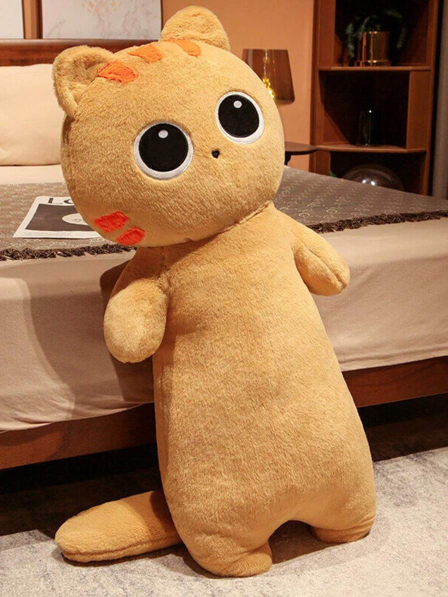 1pc Yellow Cat Shaped Long Pillow For Home Decoration - Yellow - View 1