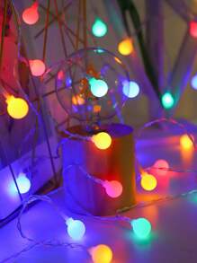 1 pezzo Luci a stringa a LED bianche a forma di pallina alimentate via USB 1,5/3/4,5/6m, luci decorative per interni, luci a stringa a LED per decorazione parete camera da letto, 8 modalità lampeggianti, adatte per decorazione matrimonio, decorazione festa di compleanno, decorazione tenda da campeggio, luci decorative per esterni, decorazione giardino, decorazione cortile, luci a stringa per decorazione albero di Natale - Bianco - Visualizzare 6