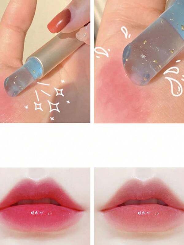 1pc Blue Moisturizing Lip Balm, 24k Gold Temperature Change And Water