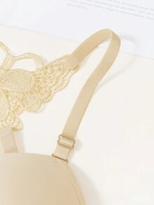 Lace Push-up Bra & Panties Set - Apricot - View 4