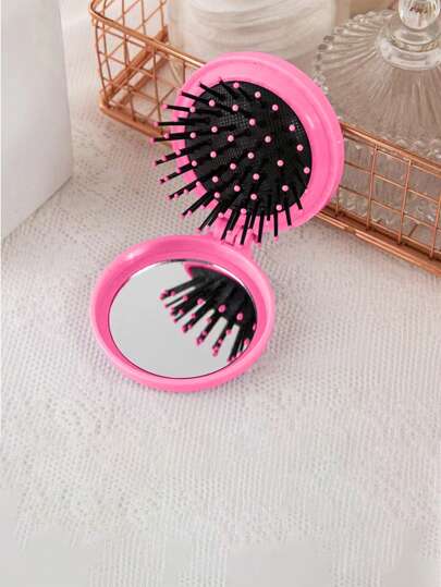 1pc Macaron Color Folding Comb Mirror, Multifunctional Dual-Use Mirror,Makeup,Cheap,Room Decor,Vanity,Travel,Bedroom,Makeup Accessories,Mirror,Vanity Mirror