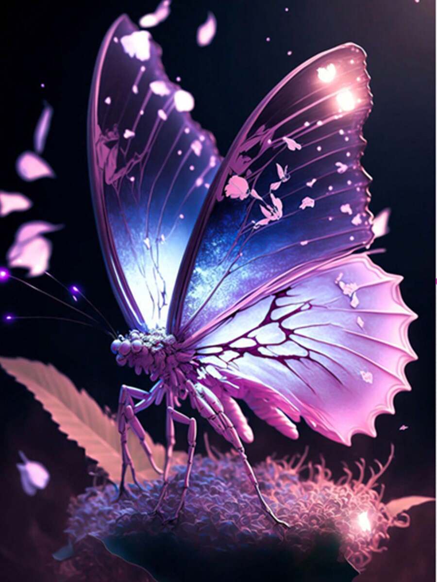 彩虹蝴蝶鑽石繪畫全鑽圓形鑲嵌刺繡壁飾,客廳牆藝術,創意藝術刺繡牆面裝飾品 - 彩色 - 查看 1