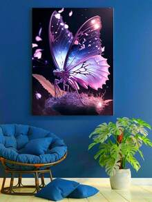 彩虹蝴蝶鑽石繪畫全鑽圓形鑲嵌刺繡壁飾,客廳牆藝術,創意藝術刺繡牆面裝飾品 - 彩色 - 查看 4