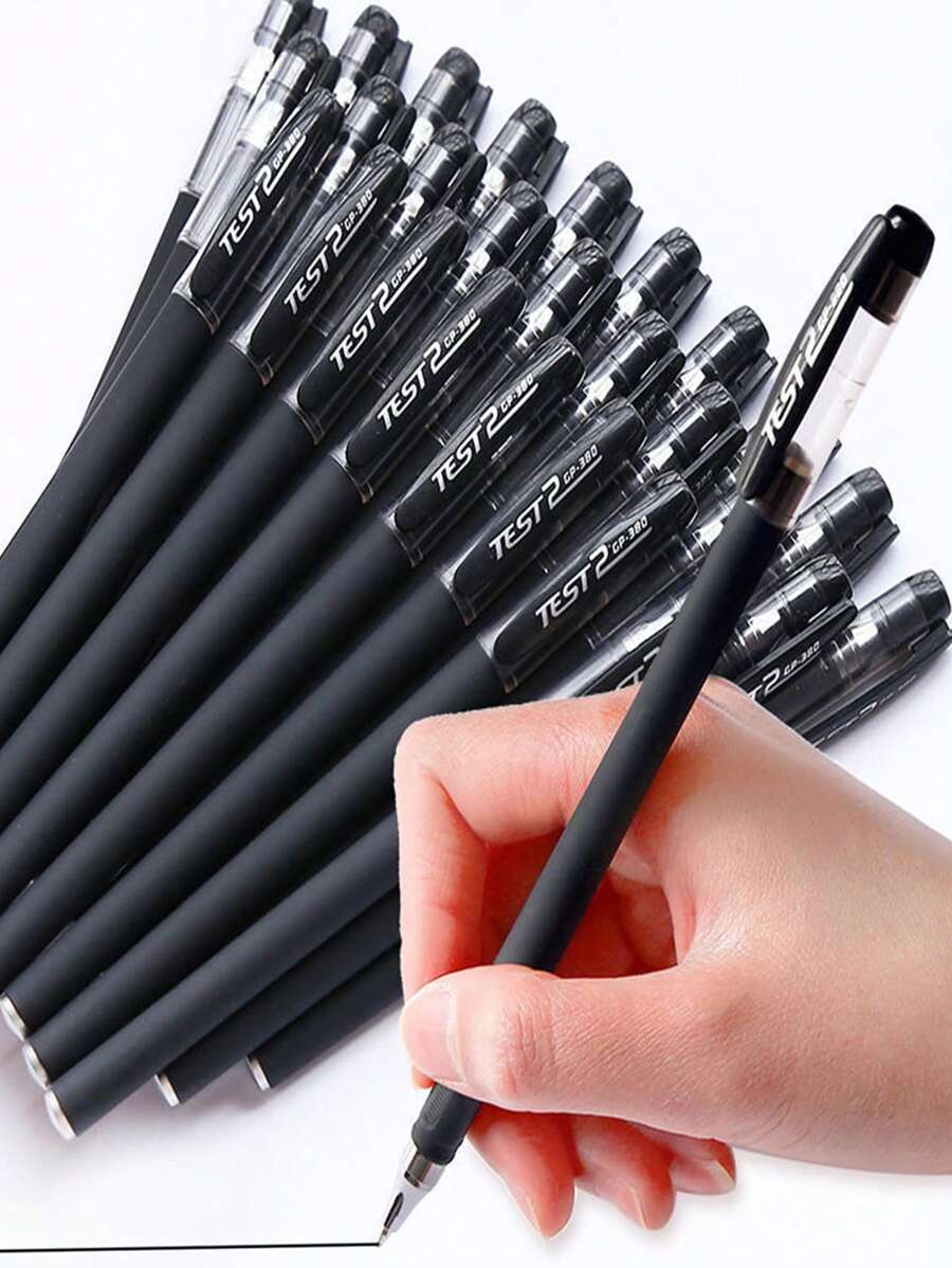 6 Piezas Boligrafo Clásico Negro Neutral, Bolígrafo Para La Escuela Y Suministros De Oficina - Negro - Ver 1