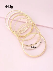 10pcs Fashionable Faux Pearl Twisted Bangle Bracelet Set - Yellow Gold - View 6