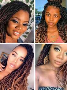 1-6 paquetes de cabello trenzado sintético estilo dreadlocks africanos con raíces degradadas tipo diosa - Multicolor - Ver 4