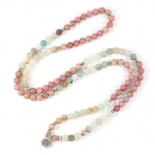 4mm/8mm天然能量亞馬遜石、玫瑰石英、紅輝石手環,彈性手環女士珠寶男士手環