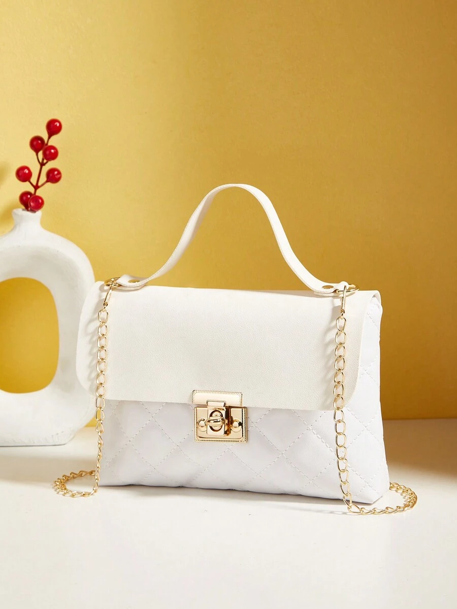 Solid Color Minimalist Women's Handbag Crossbody Bag - White - View 1