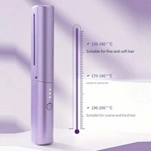 1 Miếng 2 trong 1 Điện lực Không dây Máy duỗi tóc Lược , 3 cấp độ Có thể điều chỉnh Có thể mang đi Nóng Lược , Sạc Usb Mini Bàn chải duỗi tóc , Thẳng Và Trơn tru Phong cách tóc - Màu tím - Xem 7