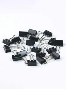 1 caja pinzas para documentos unicolor simple reutilizable multipropósito para escuela - Negro - Ver 4