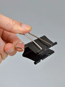 1 caja pinzas para documentos unicolor simple reutilizable multipropósito para escuela - Negro - Ver 7