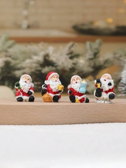 4pcs Santa Claus Figurine Christmas Scene Party Decoration,Christmas