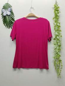 Women Knit Tops - 玫紅色 - 查看 2