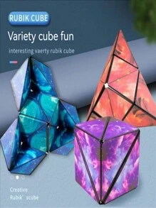 1 Cubo Magnético 3d, Cubo Mágico Para Cambiar El Juguete De Descompresión Del Espacio Geométrico Magnético 3d - Azul - Ver 4