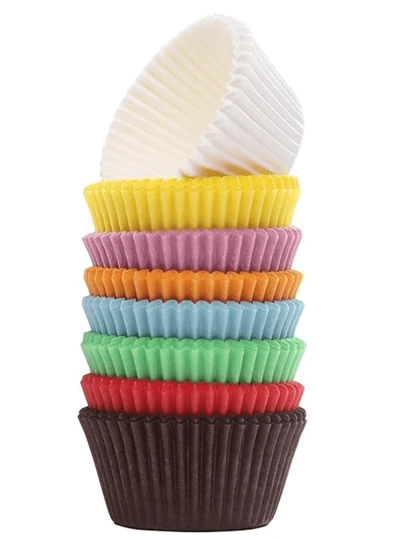 200/100/300pcs Baking Paper Cupcake Cups, Dessert Muffin Liners, Heat-Resistant Home Bakery Use Parchment Paper, Multi-Color