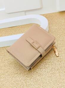 MINGYOU Short Snap Minimalist Wallet, Young Women's Fashion PU Zipper Wallet Card Holder