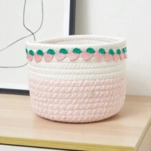 1入組加厚編織桌面收納盒,化妝品、鑰匙、遙控器、婚禮及聖誕節用品收納籃子