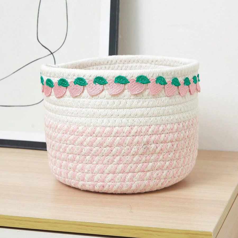 1入組加厚編織桌面收納盒,化妝品、鑰匙、遙控器、婚禮及聖誕節用品收納籃子