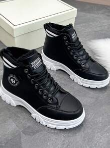 女士時尚舒適高筒絨面雪地靴-新款式,休閒優雅,絨面運動雪地靴。 - 黑色 - 查看 1