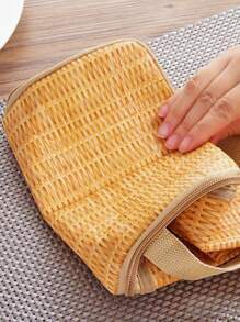 1 件便携式柳条藤条户外野餐包防水餐具隔热保温冷藏食品容器篮适用于露营野餐隔热野餐包适合青少年和工人适合返校教室隔热冷藏午餐包适合户外旅行轻便可折叠大容量适合家庭露营适合儿童适合男女老少保温午餐袋午餐盒袋学校午餐盒多功能野餐包 - 卡其色 - 查看 8