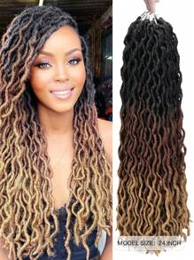 1-6 paquetes de cabello trenzado sintético estilo dreadlocks africanos con raíces degradadas tipo diosa - Multicolor - Ver 2