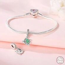 1 cái Của Quyến rũ Và Thanh lịch S925 Bạc nguyên chất Tinh tế Creative Vật rủ xuống May mắn Biểu tượng Loạt Móng ngựa Cỏ ba lá Vật rủ xuống Vật rủ xuống Thích hợp Đối với DIY Vòng tay Dây chuyền Hạt Thích hợp Đối với Làm đồ trang sức Món quà - màu xanh lá - Xem 2