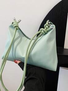 Bolso De Hombro De Moda, Color Sólido Casual Y Sencillo - verde menta - Ver 4