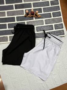 Men Shorts - Black and White - View 1