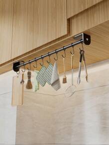 1pc Kitchen Wall Hanger Rack, Multifunctional Wallmount Hooks Without Drilling, Home Storage Organizer For Kitchenware