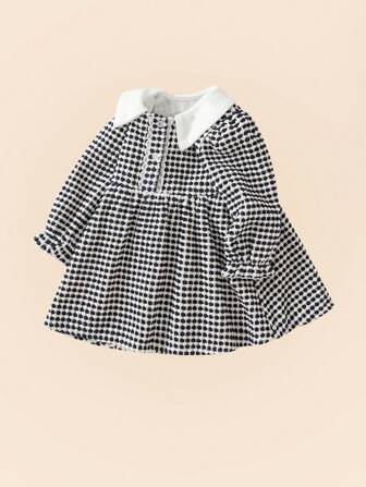 新品經典黑白配色女童氣泡裙,適用於秋季