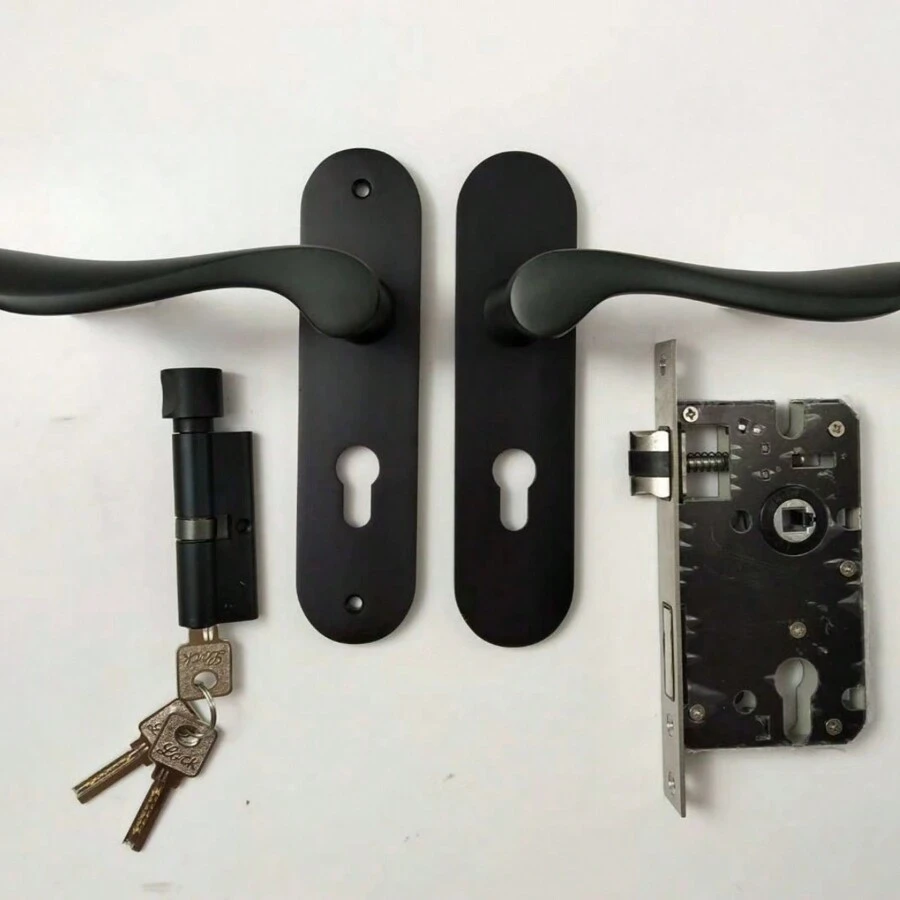 Simple Black Door Lock - Black - View 1