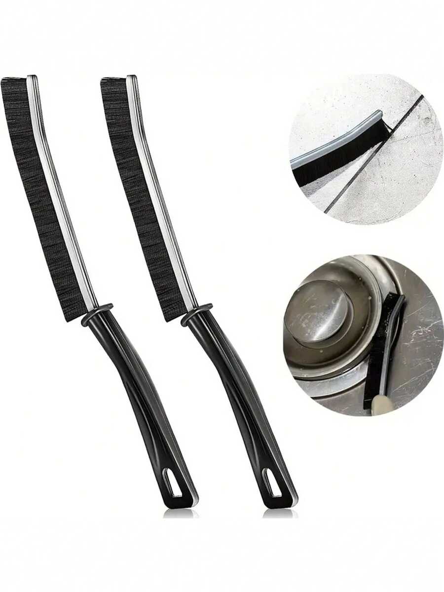 2入組長柄縫隙清潔刷(家庭廚房適用),附有創意縫隙刷(特用於樓梯清潔) - 黑色 - 查看 1