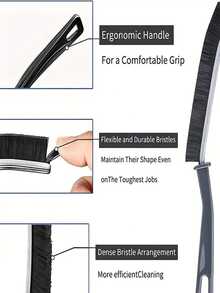 2入組長柄縫隙清潔刷(家庭廚房適用),附有創意縫隙刷(特用於樓梯清潔) - 黑色 - 查看 6
