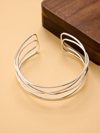 1 件金屬十字線設計時尚袖口手鍊