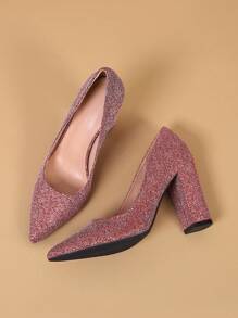 新款9cm高跟閃亮亮亮片尖頭鞋，適合旗袍，四季適穿，大尺碼41/42/43可供選擇，酒紅色可選，耐用防滑鞋底，適用於婚禮和派對 - 酒紅色 - 查看 2