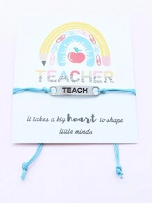 1入組附贈禮物卡的mama Teach條狀紐結手鍊,是送給老師或母親的禮物